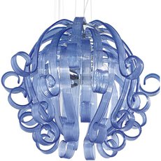 Светильник с арматурой хрома цвета, стеклянными плафонами Voltolina Medusa 4L LIGHT BLUE