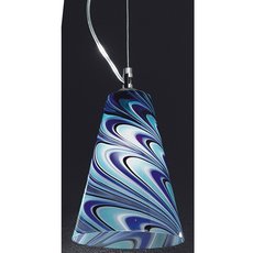 Светильник с арматурой хрома цвета, стеклянными плафонами Voltolina Suspension Onda o16 blue