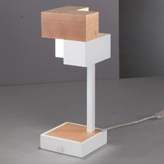 Настольная лампа с арматурой белого цвета, металлическими плафонами La Lampada TL 101/1P Wood Natural