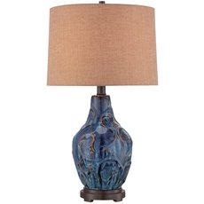 Настольная лампа с арматурой синего цвета, плафонами бежевого цвета Quoizel QZ/BLUEFIELD