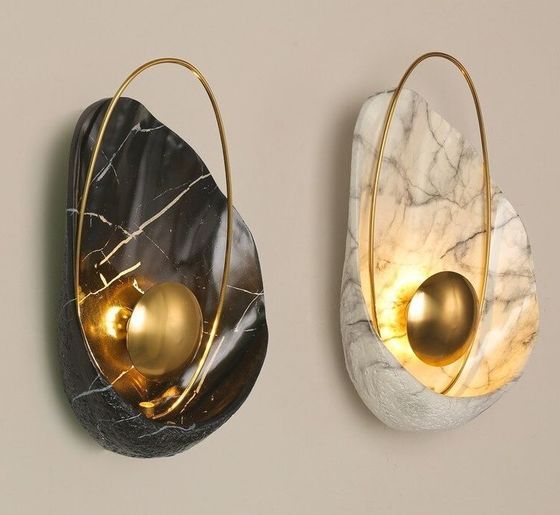 Modern simple led wall lamp sconces nordic imitation marble creative wall lights for hotel corri