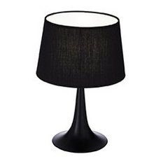 Настольная лампа с арматурой чёрного цвета, плафонами чёрного цвета Ideal Lux LONDON TL1 SMALL NERO