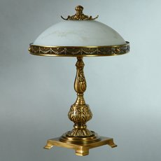 Настольная лампа с арматурой бронзы цвета, плафонами белого цвета AMBIENTE by BRIZZI 0848T/3 AB