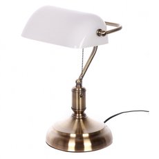 Настольная лампа с арматурой бронзы цвета, плафонами белого цвета LUMINA DECO LDT 305 WT