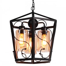 Светильник с арматурой чёрного цвета, плафонами янтарного цвета LUMINA DECO 11350-3