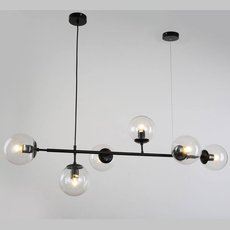 Светильник с арматурой чёрного цвета, плафонами прозрачного цвета LUMINA DECO LDP 6034-6 BK