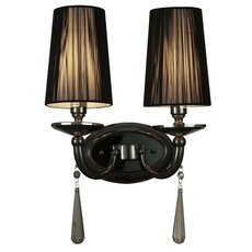 Бра с арматурой чёрного цвета, текстильными плафонами LUMINA DECO LDW 1200-2 BK