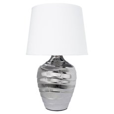 Настольная лампа с арматурой хрома цвета, текстильными плафонами Arte Lamp A4003LT-1CC
