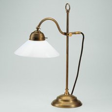 Настольная лампа с арматурой бронзы цвета, плафонами белого цвета Berliner Messinglampen 0G9-17op B