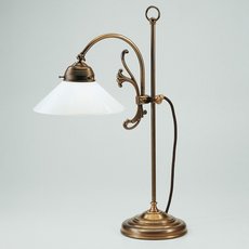 Настольная лампа с арматурой бронзы цвета, плафонами белого цвета Berliner Messinglampen T40G6-17op B