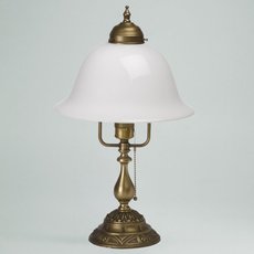 Настольная лампа с арматурой бронзы цвета, плафонами белого цвета Berliner Messinglampen V1-50op B