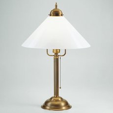 Настольная лампа с арматурой бронзы цвета, плафонами белого цвета Berliner Messinglampen V4-89op B
