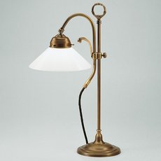 Настольная лампа с арматурой бронзы цвета, плафонами белого цвета Berliner Messinglampen Y2-17op B