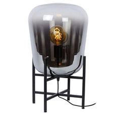 Настольная лампа с арматурой чёрного цвета, стеклянными плафонами Lucide 25502/32/65