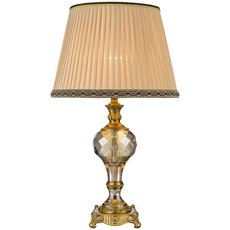 Настольная лампа с арматурой бронзы цвета, текстильными плафонами Wertmark WE712.01.504
