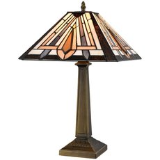 Настольная лампа с арматурой бронзы цвета, стеклянными плафонами Velante 846-804-01