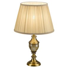 Настольная лампа с арматурой бронзы цвета, текстильными плафонами Wertmark WE707.01.504