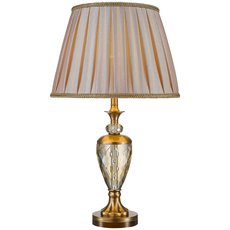 Настольная лампа с арматурой бронзы цвета, текстильными плафонами Wertmark WE704.01.504