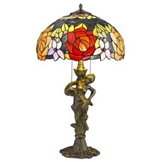 Настольная лампа с арматурой бронзы цвета, стеклянными плафонами Velante 828-804-02