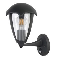 Светильник для уличного освещения с пластиковыми плафонами прозрачного цвета Uniel UUL-S81A 60W-E27 SENSOR IP54 BLACK