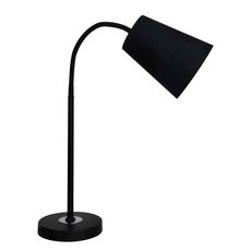 Настольная лампа с арматурой чёрного цвета, текстильными плафонами DeMarkt 112030201