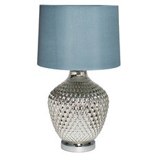 Настольная лампа с арматурой хрома цвета, текстильными плафонами Garda Decor 22-88017