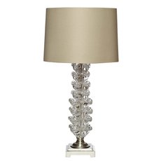 Настольная лампа с арматурой никеля цвета, текстильными плафонами Garda Decor 22-87508