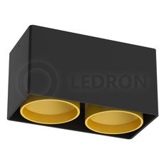 Точечный светильник с арматурой чёрного цвета, плафонами чёрного цвета LEDRON KEA 2ED-GU10 BLACK/GOLD