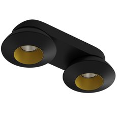 Точечный светильник с металлическими плафонами чёрного цвета LEDRON KRIS SLIM 2 Black/Gold