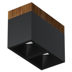 Точечный светильник с арматурой чёрного цвета LEDRON KUBING 2 Wooden 130 Black