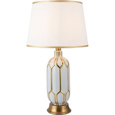 Настольная лампа с арматурой белого цвета, текстильными плафонами Toplight TL0291A-T