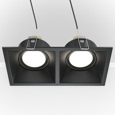 Точечный светильник с арматурой чёрного цвета, металлическими плафонами Maytoni DL029-2-02B