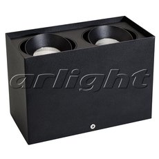 Точечный светильник с арматурой чёрного цвета, пластиковыми плафонами Arlight 023085 (SP-CUBUS-S100x200BK-2x11W Warm White)