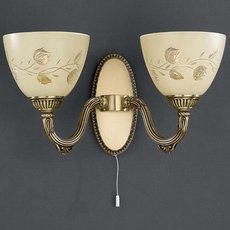Бра с арматурой бронзы цвета, стеклянными плафонами Reccagni Angelo A 6258/2