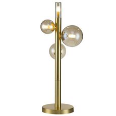 Настольная лампа с арматурой золотого цвета, стеклянными плафонами Indigo V000250