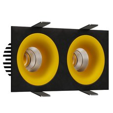 Точечный светильник с арматурой чёрного цвета, плафонами золотого цвета LEDRON LOFT SQ2 Black-Gold