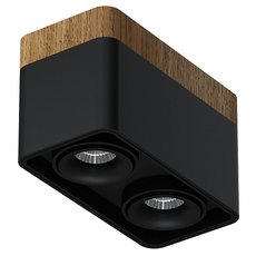 Точечный светильник с арматурой коричневого цвета, металлическими плафонами LEDRON TUBING 2 Wooden 30 Black