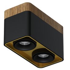 Точечный светильник с арматурой чёрного цвета, плафонами чёрного цвета LEDRON TUBING 2 Wooden 30 Black-Gold