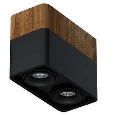 Точечный светильник с арматурой коричневого цвета, металлическими плафонами LEDRON TUBING 2 Wooden 60 Black