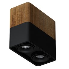 Точечный светильник с арматурой чёрного цвета, металлическими плафонами LEDRON TUBING 2 Wooden 90 Black