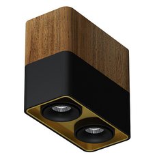 Точечный светильник с плафонами чёрного цвета LEDRON TUBING 2 Wooden 90 Black-Gold