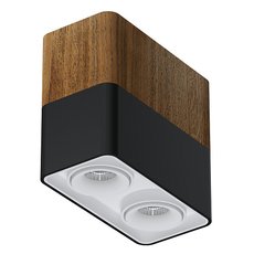 Точечный светильник с арматурой коричневого цвета, металлическими плафонами LEDRON TUBING 2 Wooden 90 Black-White
