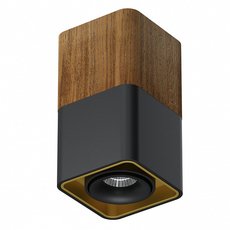 Точечный светильник с арматурой коричневого цвета, металлическими плафонами LEDRON TUBING Wooden 90 Black-Gold