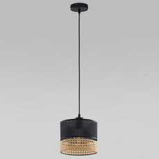 Светильник с арматурой чёрного цвета, текстильными плафонами TK Lighting 6544 Paglia Black