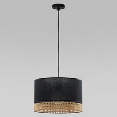 Светильник с арматурой чёрного цвета, текстильными плафонами TK Lighting 6543 Paglia Black