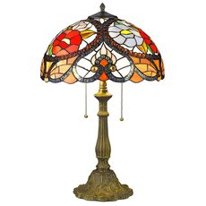 Настольная лампа с арматурой бронзы цвета, стеклянными плафонами Velante 827-804-02