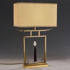 Настольная лампа с арматурой латуни цвета, текстильными плафонами BLS 21324