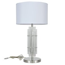 Настольная лампа с арматурой никеля цвета, текстильными плафонами Newport 3681/T nickel