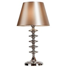 Настольная лампа с арматурой никеля цвета, текстильными плафонами iLamp T2406-1 Nickel