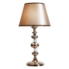 Настольная лампа с арматурой никеля цвета, текстильными плафонами iLamp T2401-1 Nickel